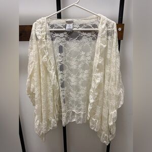 Free People Cream Lace Topper/cardigan
